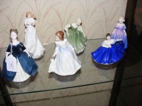A Royal Doulton figurine together with five others