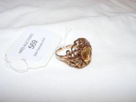 A 9ct citrine dress ring - approx. size M