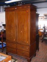 A 19th century linen press with drawers below - 12