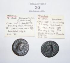 Two Roman Antoninianus coins of Allectus (AD293-29