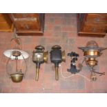 A selection of vintage lighting, coach lamps