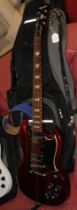 An 'Epiphone' SG electric guitar together wi