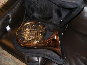 A Sebastian Buckley French horn in hard carrying c