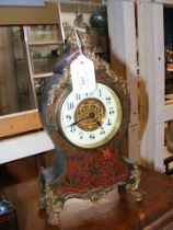 A French Boulle work mantel clock - 29cm high