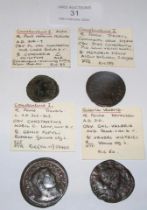 Two Follis and one Post Reform Radiate Roman coins