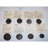 Seven Roman Follis coins of Licinius I (AD308-324)