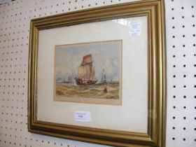 JOHN CALLOW - watercolour of fishing boats with la