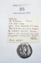 A Roman silver Siliqua coin of Valens - Trier Mint (AD37