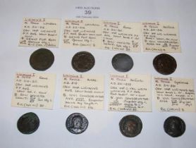 Eight Roman Follis coins of Licinius I (AD308-324)