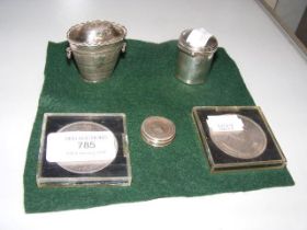 A small silver lidded pill box, together with coll