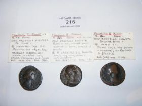 Three Roman AS coins of Faustina Junior - Rome Min