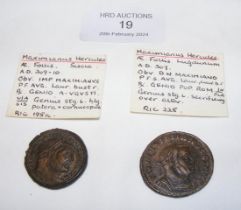 Two Roman Follis coins of Maximianus Hercules (AD2