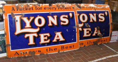 An antique enamel Lyons Tea sign and one other - b