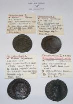 Four Roman Follis coins of Constantius I (AD305-30
