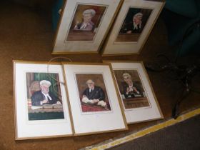 A set of five SALLON caricatures - Nos. 1, 4, 8, 9