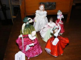 A Royal Doulton figurine together with five others