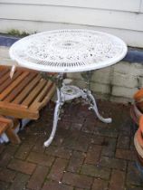 A circular aluminium garden table - diameter 81cm