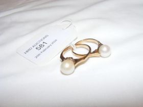 A 9ct pearl dress ring and one other - sizes appro