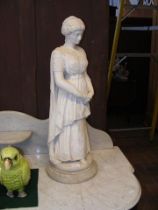 A Victorian marble female figure on plinth 'Medita