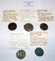 Five Roman AE3 Follis coins of Constantine II (AD3