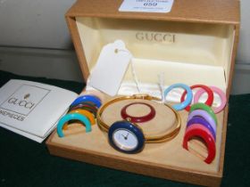 A Gucci Chameleon bezel wrist watch in original bo