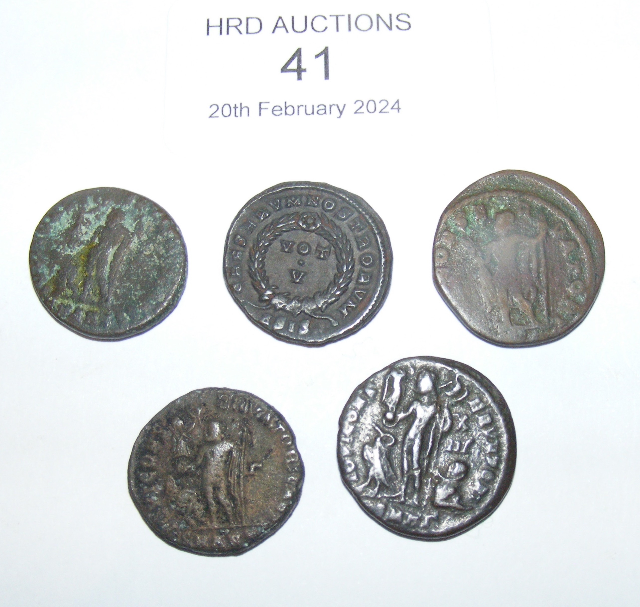 Five Roman Follis coins of Licinius II (AD317-324 - Image 2 of 2