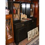 An antique pewter inlaid sideboard with mirrored b