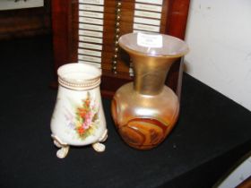 A Royal Worcester hand painted vase, together with