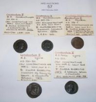 Five Roman AE3 Follis coins of Constantine II (AD3