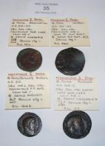 Four Roman Follis coins of Maximinus II, Daza (AD3