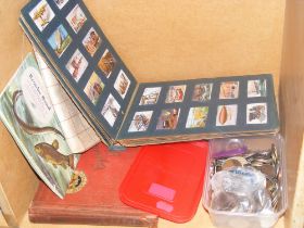 Cigarette cards, silks and assorted coinage