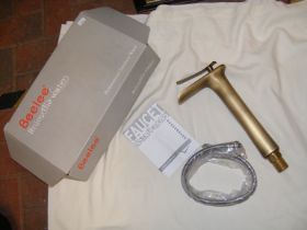 A Beelee brushed brass tap in box