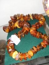 A heavy amber necklace