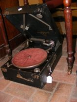 A vintage Columbia portable wind up gramophone