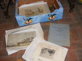 A selection of old engravings including Paddle Ste