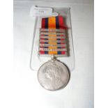 A Queen's South Africa medal with six clasps - Bel