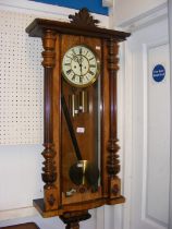 A Vienna style regulator wall clock - 110cms