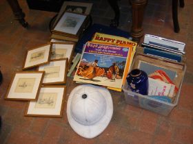 An eclectic lot containing gramophone records, vin