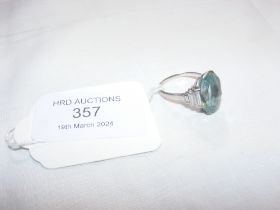 A platinum, diamond and aquamarine Art Deco style dress ring