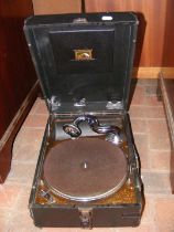 A vintage HMV picnic gramophone