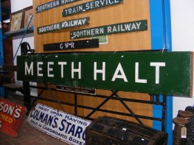 A large old enamel railway sign 'Meeth Halt' - 300