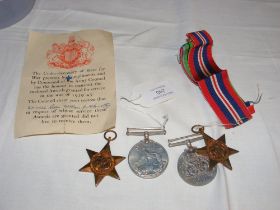 Four Second World War medals with box and certific