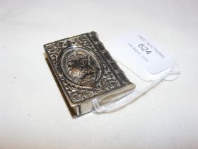 A silver plated commemorative vesta case in the fo