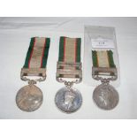 Three George VI India Service medals, to include two clasps