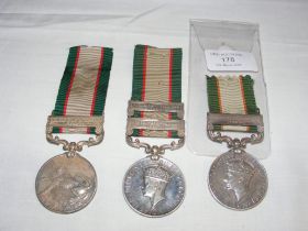Three George VI India Service medals, to include two clasps