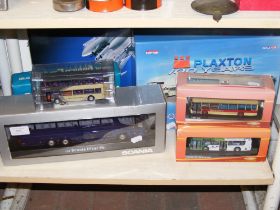 Die cast model vehicles, including Plaxton 100 Yea