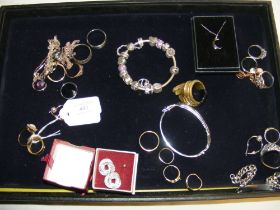 A selection of dress rings, costume jewellery