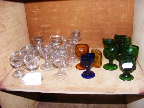 A collection of clear and coloured glass Victorian