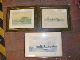 A pair of W. L Wyllie prints entitled Nelsons Flag