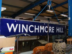 An old enamel railway sign 'Winchmore Hill' - 290c